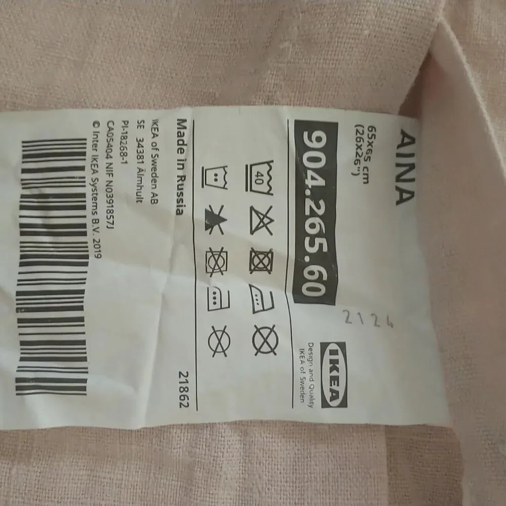 IKEA AINA Pillow Case Cushion Cover 100% Linen Pink Square 24x24
